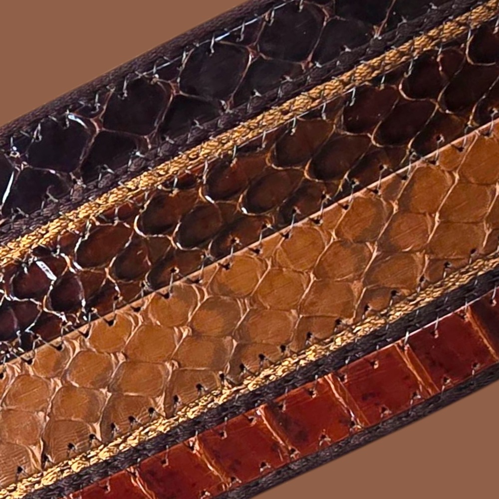 Vintage Charles Jourdan Paris Patchwork Python & Lizard Belt | Size 75 | Made in - Picture 7 of 16